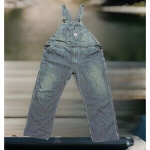 Y2K Roundhouse USA Grandpacore‎ 48x30 Carpenter Bib Overalls Striped Deadstock